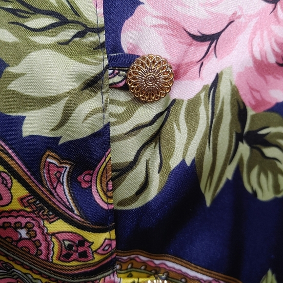 Vintage HER Floral Paisley Satin Blouse Size S - Picture 5 of 12